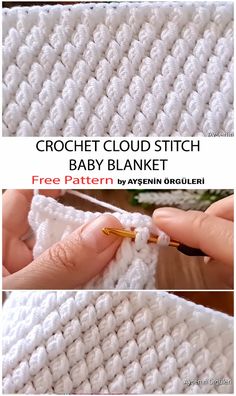 How To Crochet Cloud Stitch Baby Blanket - Free And Easy Pattern For Beginners Crochet Cloud, Crochet Baby Blanket Beginner, Baby Afghan Crochet Patterns, Modern Crochet Blanket, Gifts Crochet, Crochet Baby Blanket Free Pattern, Accessories Crochet, Easy Crochet Baby Blanket, Crochet Stitches For Blankets