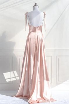 Satin Straps Low Back Long Evening Dress Pink Satin Prom Dress, Aphrodite Dress, Prom Dress Pink, Flowy Gown, Vestidos Color Rosa, Corset Dress Prom, Pink Prom Dress, Long Evening Dress, Event Dress