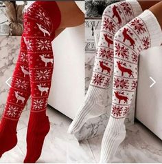 Women Chirstmas acrylic yarn long socks.. Fur Jacket Women, Flats Shoes Comfortable, Socks Christmas, Low Heel Shoes, Women Socks, Long Socks, Sock Gifts, Womens Casual, Red Suede