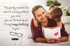 a father and daughter laying on the floor reading a birthday card to each other with a moustache