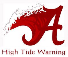 the high tide club logo is red and white, with a wave coming out of it