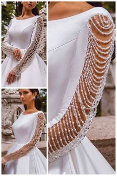 Beaded Bridal Dress, Bridal Sleeves Design, Dress Sleeve Ideas, Wedding Dress Sleeve, Barbie Wedding Dress, Classy Gowns, Latest Dress Design, Stylish Wedding Dresses, Sleeve Ideas