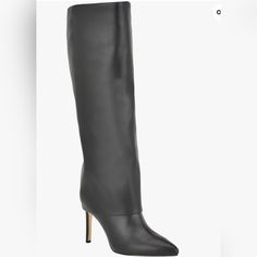 Nine West Women's Radish Knee High Boot, Black Size 42 Eur, 8-8 1/2 3.39" Heel Height Brand New Black Snip Toe Heels For Work, High Heel Boots For Work, Black Pointed Toe Boots For Formal Occasions, Black Snip Toe Heeled Boots For Formal Occasions, Elegant Black Snip Toe Boots, Sleek Black Pointed Toe Boots, Black Boots With 4-inch Heel For Work, Sleek Black Office Boots, Black Pointed Toe Heeled Boots With Branded Heel