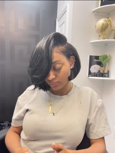 Layered Bob Hairstyles For Black Women Natural, Acemetrical Bob Black Women, Curly Bob Silk Press Natural Hair, Layers On Short Hair Black Women, Short Bob With Layers Black Women, Bob Hairstyles Relaxed Hair, Bob Sew In Weave Side Part Short, Medium Haircuts Black Women, Short Layered Bob Hairstyles Black Women