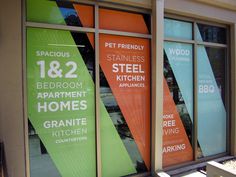 Real Estate Window Display, Frosted Window Design, Window Foil, Midtown Atlanta, Shop Window Stickers, Vinyl Doors