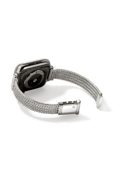 A woven chain band brings signature texture to this smart-watch band handcrafted from sterling silver. 1/2" width Smart watch not included Push-clasp closure Sterling silver Imported Woven Chain, John Hardy, Watch Strap, Watch Band, Watch Bands, Smart Watch, Nordstrom, Size Medium, Texture