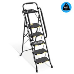 a black and yellow three step ladder is shown with the price label below it for $ 99