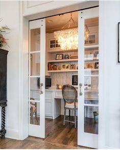 an open door leading into a home office