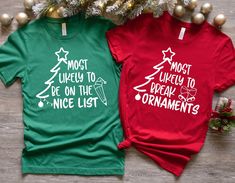 Most Likely To Personalized Christmas Shirt, Custom Quote Group Shirt, Funny Xmas Shirt, Christmas Gift, Family Shirt, Christmas Tree Shirt Most likely to Christmas Family Matching Shirt-Christmas matching Tee-Christmas Shirts for Family-Christmas Group Shirt- Matching Family Tee Most Likely To Shirts -Family Matching Christmas Shirt-Funny Christmas Family Shirt -Matching Christmas Shirt-Most likely to christmas shirt For Sweatshirts follow the link below https://www.etsy.com/listing/1762927342/most-likely-to-personalized-christmas * High quality and super soft, comfortable shirt. Made with top-of-the-line vinyl and pressed with a professional grade heat press. * Please check all color and size charts before place the order. Since all shirts are custom made based on your selection, I don't Personalized Christmas Shirts, Christmas Movie Shirts, Christmas Shirt Funny, Sarcastic Shirts Funny, Matching Christmas Shirts, Christmas Shoot, Cute Christmas Shirts, Christmas Tree Shirt, Family Shirts Matching