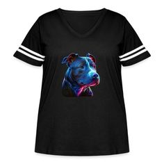 a women's football shirt with an image of a pit bull dog on it