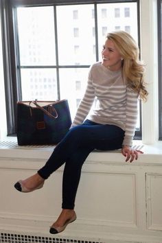 Chic Work Outfit, Adrette Outfits, Casual Chic Outfits, Professional Work Outfit, Flats Outfit, Transition Outfits, Womens Business Casual, Outfit Jeans, Best Outfits