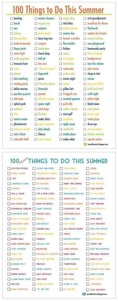 the 100 things to do list for summer