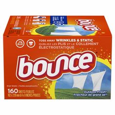 the box of bounce is orange and white