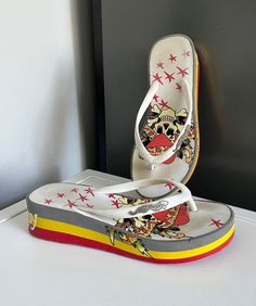 🖇Condition: 4/5   📌Brand: Ed Hardy 🔖Tag size: 37 23cm Ed Hardy Wedges, Mcbling Clothes, Ed Hardy Outfit, Masc Fits, Dc Shoes Women, 2000s Room, Cute Online Clothing Stores, Fun Shoes, Y2k Shoes