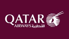 qatar airways logo on a purple background with white letters and an arabic - style design