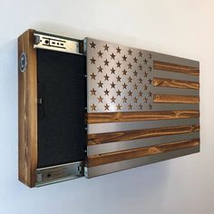 an american flag made out of metal and wood