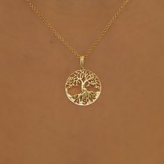 "Tree of Life Disc Pendant, 14K Gold Tree of Life Necklace, Personalized  With Your Initial Tree of Life Charm, * Made to Order * Ready to Ship in 7-10 Business Days * Stock Number: 80307 * Gold Kt: 14K (Please message me if you want 18K) * Custom Gold Color: Rose Gold, Yellow Gold, White Gold ITEM DETAILD * Approx. Width: 20.00mm Length: 20.00mm * One 14k yellow gold pendant with chain (14k stamped), GENERAL INFORMATION ★ Free Returns with 100% Money Back Guarantee If you are not 100% satisfied Luxury Yellow Engraved Necklace, Tree Of Life Jewelry Gold, Golden Tree Necklace, Gold Tree Of Life, Queens Jewels, Tree Of Life Jewelry, Gold Tree, Jewelry Accessories Ideas, Tree Of Life Necklace