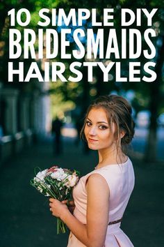 Easy DIY Bridesmaid Hairstyles | If you're looking for the perfect updo or half up bridesmaid hair ideas for medium length or long hair, we've rounded up 10 simple styles you can create at home. Perfect for brunettes and blondes, straight hair, curly hair, and hair with natural waves, these classic, vintage, and boho updos will take your look from good to gorgeous in time for summer wedding season! #hair #updo #hairstyle #bridesmaid #weddinghair #weddinghairstyle Diy Bridesmaid Hairstyles, Hair Ideas For Medium, Bridesmaid Hair Straight, Diy Bridesmaid Hair, Retro Updo, Bridesmaid Diy, Simple Bridesmaid Hair, Wedding Hairstyles Medium Length, Bridesmaid Hair Long