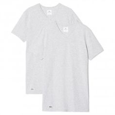 Lacoste V Neck 2 Pack T-shirts - Heather Grey Surf Skate, White Undershirt, 2 Pack, Heather Grey, Mens T, V Neck, Mens Outfits, T Shirts