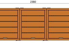 the side view of a wooden storage cabinet with two doors and three shelves on each side