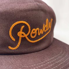 Rowdy Snapback Hat for Adults | Clothing & Apparel | Shirts, Hats & Accessories River Road, Brown Hats, Hat Patches, On The Road Again, Twill Fabric, Chain Stitch, Cotton Twill Fabric, Apparel Design, Snapback Hat