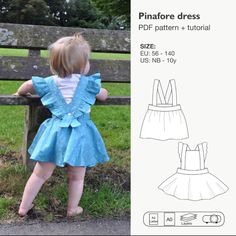 Baby - girls pinafore ruffle dress sewing pattern Toddler Pinafore Dress Pattern Free, Easy Pinafore Dress Pattern, Toddler Pinafore Dress Pattern, Toddler Dress Pattern Free Sewing, Toddler Shirt Pattern, Pinafore Dress Pattern Free, Ruffle Dress Sewing Pattern, Ruffle Dress Sewing, Toddler Dress Pattern Free