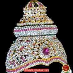 Design by Classical Dance Jewelry® ❥ Product Details: Designer white and pink stones decorated Goddess Varalakshmi ganesha kireetam crown for Face. ❥ Material is Brass alloys ❥ Color: Gold, white stone ❥ Beautiful Goddess Lakshmi face set used for varalakshmi Vratham ❥ Beautifully embossed mask used for pooja during Varalakshmi Vratham ❥ Beautifully decorated mask used for pooja during Varalakshmi Vratham ❥ Completely Decorated with High Quality Stones and pearls 🎈We will send item that are in Varalakshmi Vratham, Face Jewellery, Classical Dance, Pink Stones, Dance Jewelry, Beautiful Goddess, Goddess Lakshmi, Black Stains, Amman