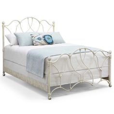 Morsley Iron Bed 1026 Wesley Allen Queen CBMPF Rustic Ivory Finish Matriae Wrought Iron Bed, Furniture Selection, Profile Frame, Adjustable Mattress, Queen Headboard, Iron Bed, Perfect Bedroom, King Headboard, Frame Headboard