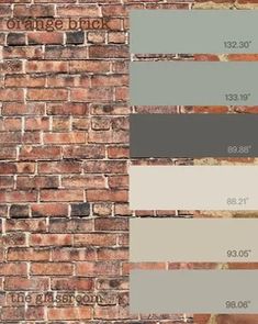 a brick wall with different shades of paint