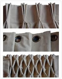 four different views of curtains with holes in the middle and one showing an eye hole