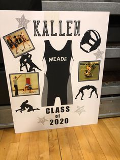 a sign that says kalalen meade class of 2020 with pictures of athletes on it