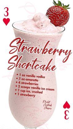 strawberry shortcake smoothie in a tall glass