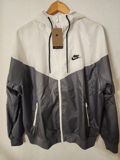 Nike Windrunner Windbreaker Jacket Hoodie Full Zip Sz 2xl Gray White Da0001-084