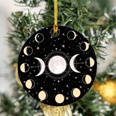 Wicca Triple moon Christmas ornament-MoonChildWorld Witchy Christmas Tree Ideas, Pagan Christmas Tree Yule Decorations, Witchy Christmas Ornaments, Witchy Christmas Tree, Pagan Ornaments, Yule Tree Decorations, Pagan Christmas Tree, Wicca Christmas, Wiccan Christmas