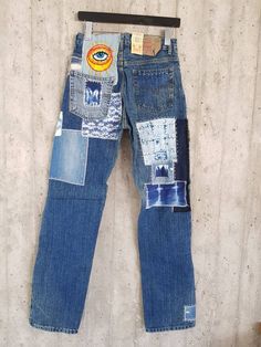 "Ready to send:Size-33,34,36 unique vintage jeans One of a kind.. Hand made embroidery and unique patches. ---Or---- Made to order, in any size, within 18 working days . If you need different size, please send me a message and I will make you a special and unique design within 18 working days. They are all different! No one will have the same one as you have! Hand painted, one of kind jeans. You pick your size, model (slim- boyfriend- high waist- low waist) and primer color and you will get your Trendy Straight Leg Jeans With Patches, Denim Blue Straight Leg Jeans With Patches, Straight Leg Denim Blue Jeans With Patches, Ripped Vintage Jeans In Recycled Denim, Vintage Ripped Jeans In Recycled Denim, Medium Wash Straight Leg Jeans With Patches, Straight Leg Medium Wash Jeans With Patches, Straight Leg Jeans With Patches In Medium Wash, Blue Straight Leg Jeans With Patches