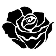 a black and white rose with the letter e in it's center, on a white background