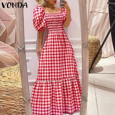 Brand Name: VONDAOrigin: CN(Origin)Sleeve Style: Puff SleeveSilhouette: LOOSENeckline: Square CollarDecoration: NONEStyle: vintageDresses Length: Ankle-LengthMaterial: CottonMaterial: polyesterAge: Ages 18-35 Years OldSeason: SummerClosure Type: PulloverRelease Date: Summer 2021Material Composition: Synthetic fiberWaistline: Natural FactorsPattern Type: PlaidModel Number: Square Neck Short Sleeve Vintage Plaid DressSleeve Length(cm): ShortGender: WOMENSize: S/M/L/XL/2XL///Support: Dropshipping;W Plaid Dress Vintage, Holiday Maxi Dress, Long Sundress, Dresses Holiday, Holiday Party Dresses, Long Dress Casual, Pleated Maxi Dress, Puff Sleeve Dresses, Summer Party Dress