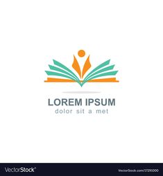 an open book with a person sitting on it and reading the book logo design template