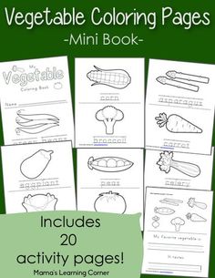 vegetable coloring pages with the words vegetables and pictures on them for kids to color in