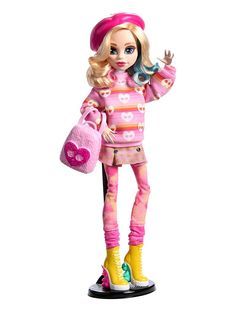 Wednesday x MonsterHigh Enid Sinclair fashion doll with accessories Monster High Wednesday, Wednesday Addams Doll, Wednesday Enid, Pink Beret, Enid Sinclair, Yellow Sneakers, Marvel Photo, Doll Stands, Cute Backpacks