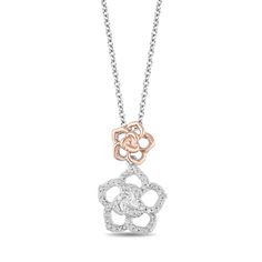 Disney Belle Inspired Rose Diamond Pendant | Enchanted Disney Fine Jewelry US Rose Pendant Necklace, Enchanted Disney, Enchanted Disney Fine Jewelry, Disney Fine Jewelry, Disney Belle, Rose Diamond, Belle Disney, Belle Rose, Rose Pendant