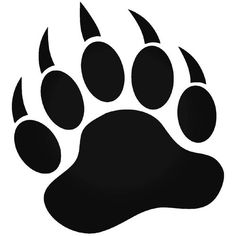 an animal's paw is shown in this black and white silhouette on a white background