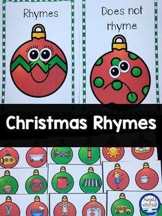 christmas themed rhymes and ornaments with the words, does not rhyme