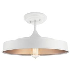 a white ceiling light with an oval shade