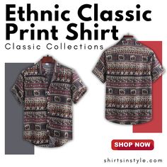 Elevate your style with our Ethnic Classic Print Shirt from Shirts in Style! 🌸👔 This shirt combines timeless elegance with a touch of cultural flair. The intricate ethnic print adds a unique and captivating design to this classic shirt, making it a perfect choice for both formal and casual occasions. Crafted with high-quality fabric, it offers a comfortable fit and exceptional durability. Traditional Relaxed Fit Cotton Shirt, Classic Patterned Tops For Summer, Bohemian Cotton Shirt For Summer, Classic Printed Tops For Summer, Classic Patterned Summer Tops, Classic Summer Printed Shirt, Bohemian Cotton Summer Shirt, Traditional Cotton Shirt With Graphic Print, Traditional Printed Shirt With Relaxed Fit