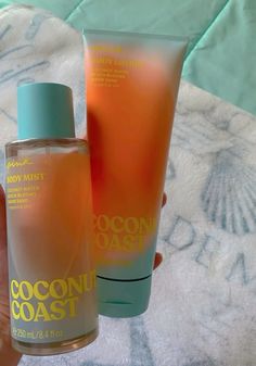 Ome of PINKS summer scent of 2024. Coconut Coast. Summer Body Care, Coconut Body Mist, Tropical Scents, Summer Perfumes, Coconut Fragrance, Summer Scents, Coconut Scent