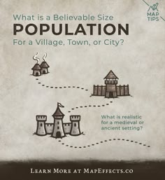 What is a realistic population size for a village, town, or city on your fantasy map? Fantasy Map Landmarks, Fantasy Map Village