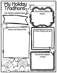 the holiday writing activity is shown in this black and white photo, which includes an image of