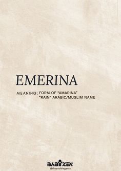 the front cover of emerina meaning form of tamarun, meaning for rain - arabic / muslim name