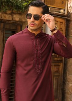 Details :Semi-Formal Suit For Men, With Computerized Embroidery Work. Color: Maroon Fabric : Blended Fit : Regular Fit Country of Origin : Pakistan Care Instruction : Should be washed in gentle cycle and hung to dry. Color may bleed so please be mindful of other items with it. Disclaimer : Actual sizes might be slightly different from the size chart. Semi-formal Traditional Wear With Resham Embroidery, Semi-formal Embroidered Unstitched Suit With Long Sleeve, Embroidered Unstitched Suit For Semi-formal Occasions, Semi-formal Long Sleeve Embroidered Unstitched Suit, Traditional Semi-formal Kurta With Zari Work, Traditional Kurta With Zari Work For Semi-formal Occasions, Semi-formal Embroidered Traditional Wear, Traditional Embroidered Semi-formal Sets, Traditional Chikankari Embroidered Kurta For Semi-formal Occasions